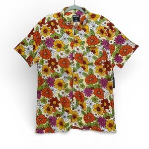 MASSIVE Large Retro Floral Button Up Shirt Men | Hippie Festival 70s Style